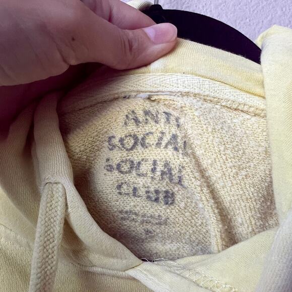 Anti Social Social Club Yellow Neon Pink Logo Hoodie Size S - Picture 4 of 6